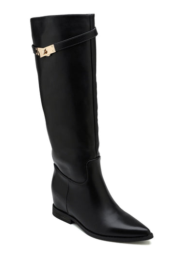 Elena™ | Bota alta negra con cuña