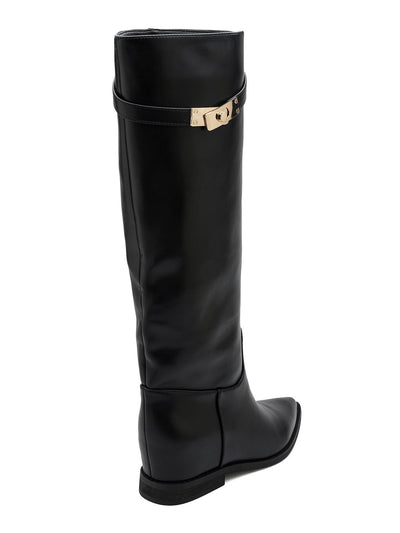 Elena™ | Bota alta negra con cuña