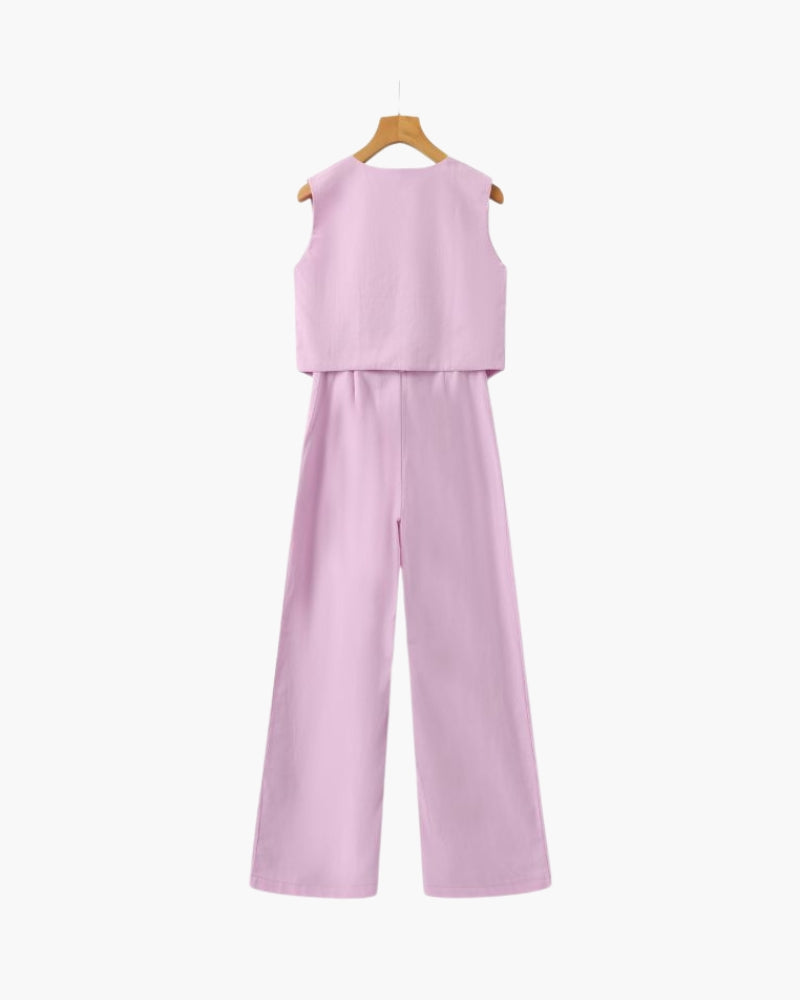 Conjunto de Lino Elegante para Dama - Dos Piezas