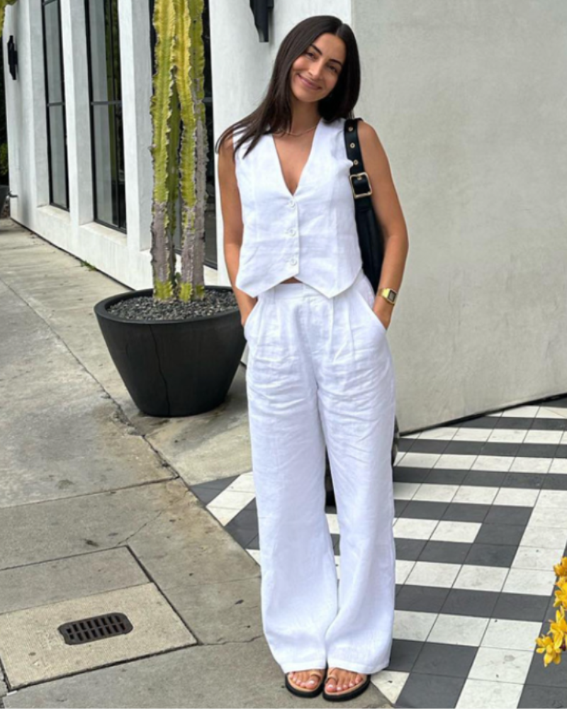 Conjunto de Lino Elegante para Dama - Dos Piezas